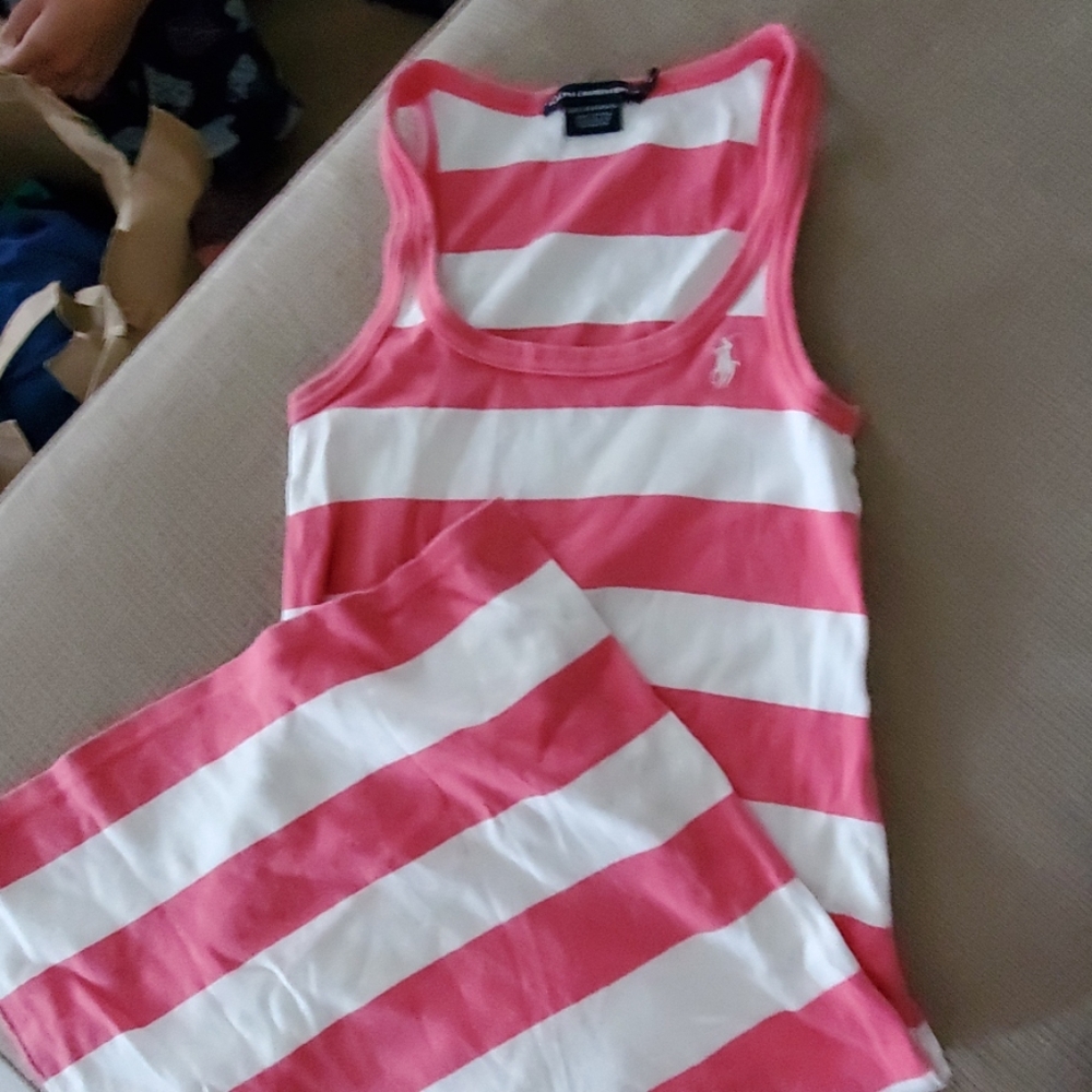 Pin and white tank dress size s
